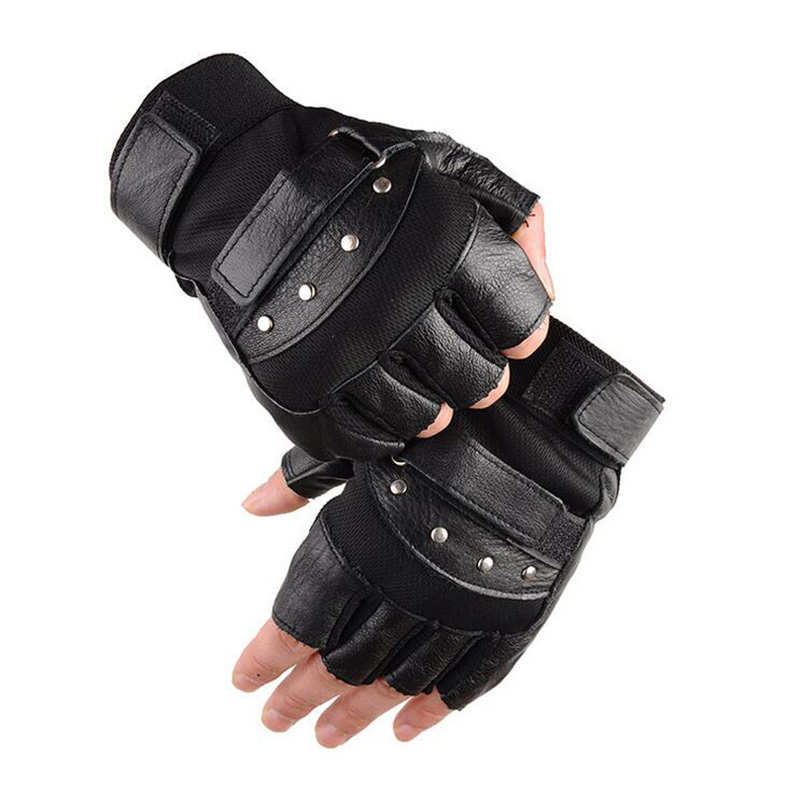Street Fashion Gloves - Men's Half Finger Leather Fitness Gloves