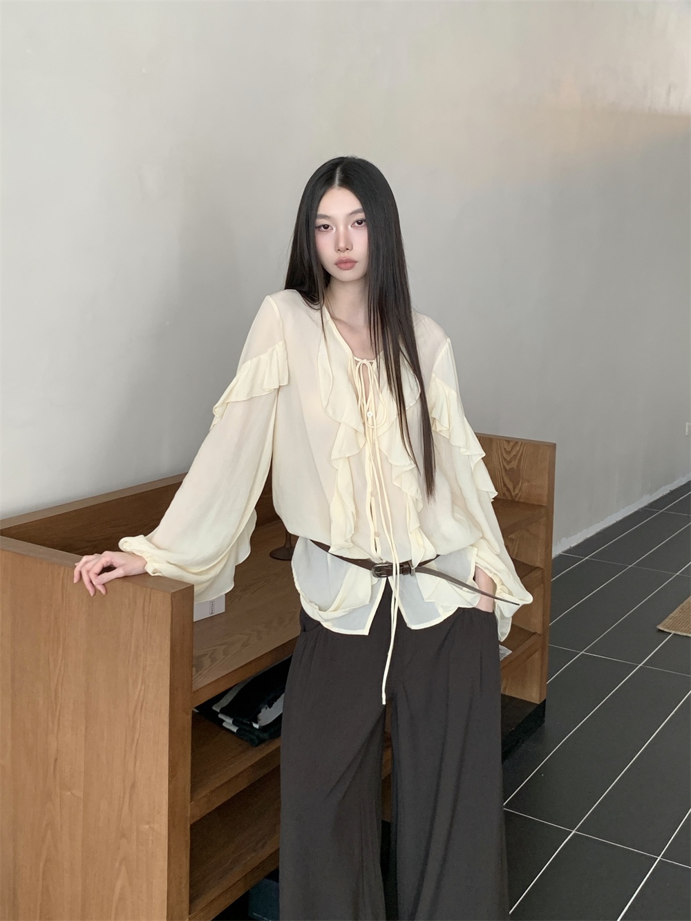 CHEERART Ruffles V Neck Tie Fr - Street Fashion Fall 2025 review and price