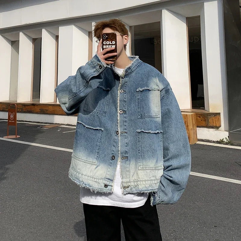 American Retro Hip Pop Raw Edg - Street Fashion Jacket Men review and price