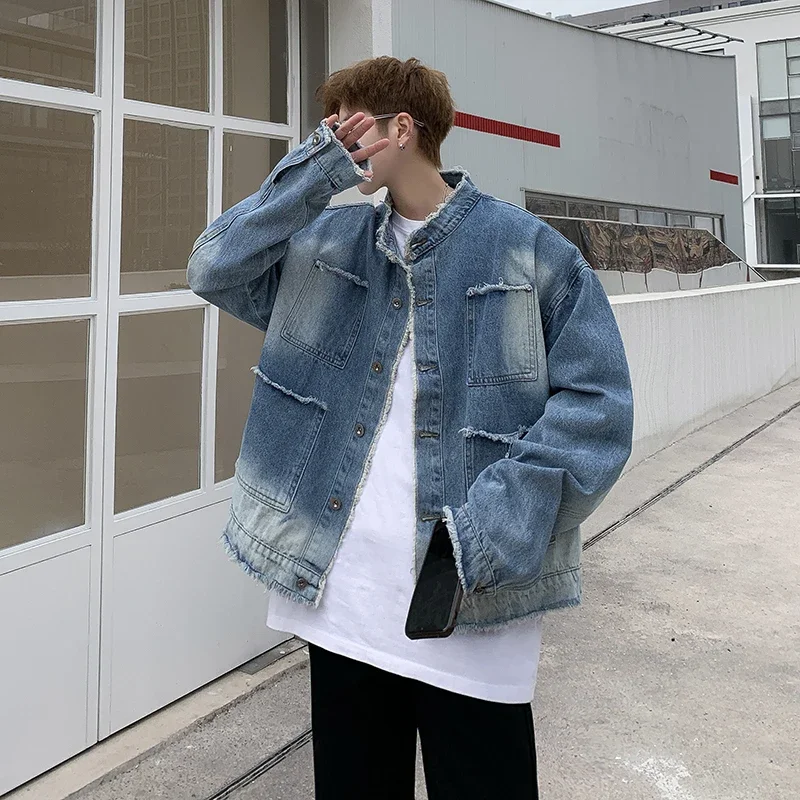 American Retro Hip Pop Raw Edg - Street Fashion Jacket Men review and price
