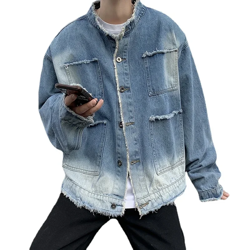 American Retro Hip Pop Raw Edg - Street Fashion Jacket Men review and price