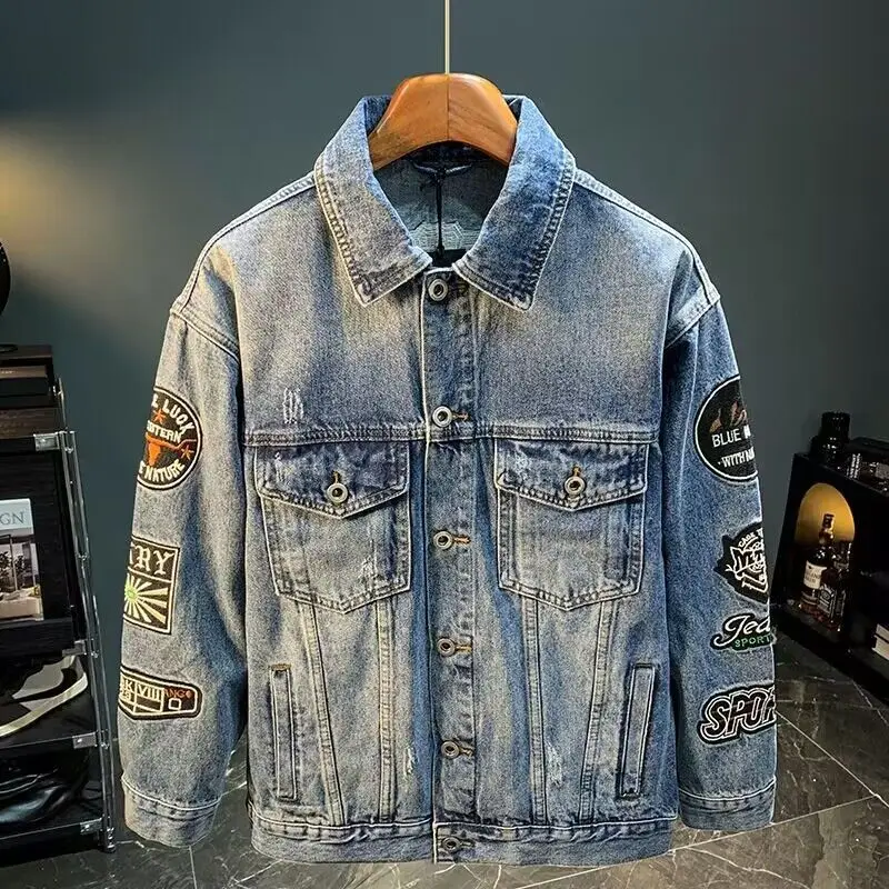 Men High Street Embroidery Pat - Street Fashion Jacket Men review and price