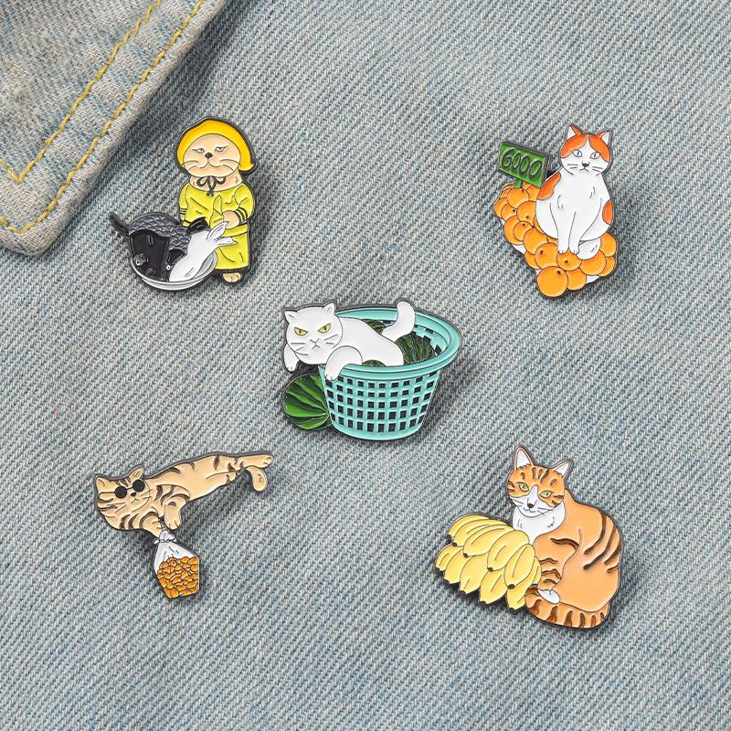 Funny Street Stall Cats Enamel - Street Fashion Vendors review and price