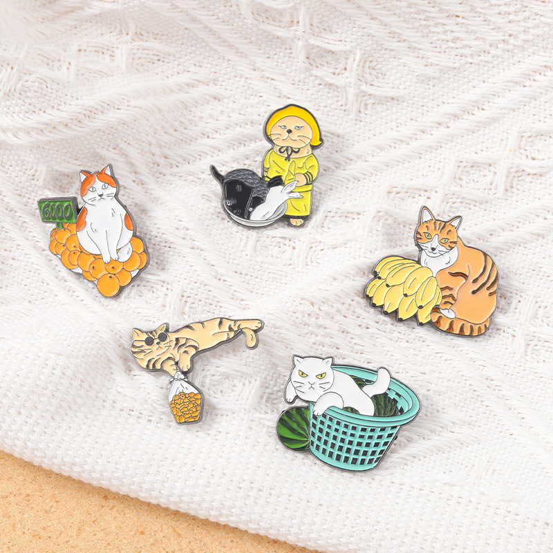 Funny Street Stall Cats Enamel - Street Fashion Vendors review and price