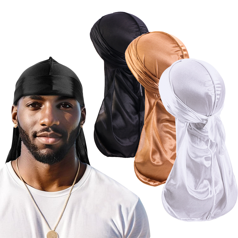 3PCS/LOT Long Durag Silk Satin - Street Fashion Hats review and price