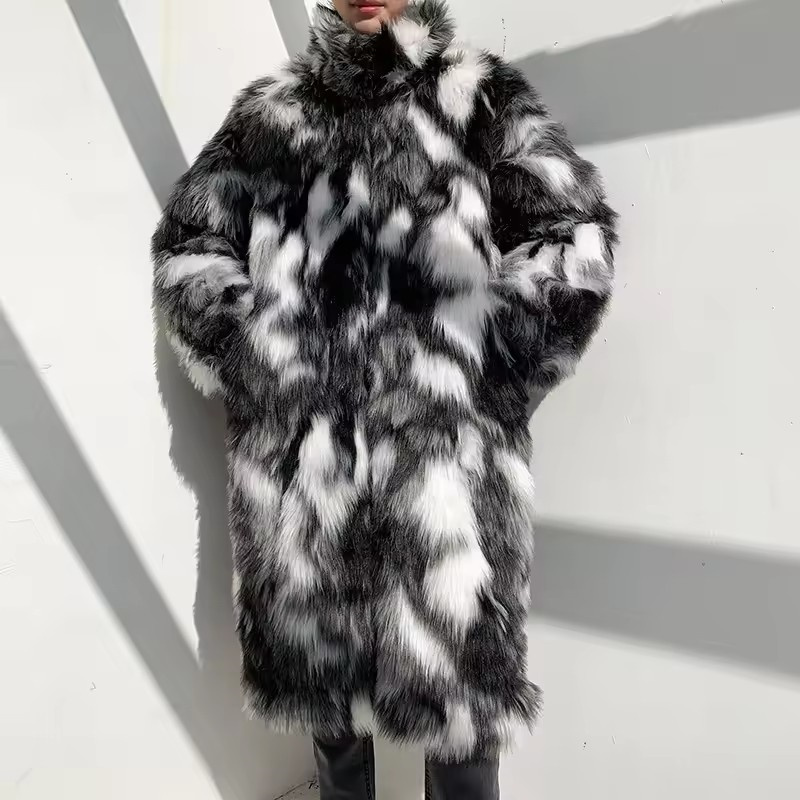 Winter Hip Hop Long Faux Fur C - Street Fashion Jacket Men review and price