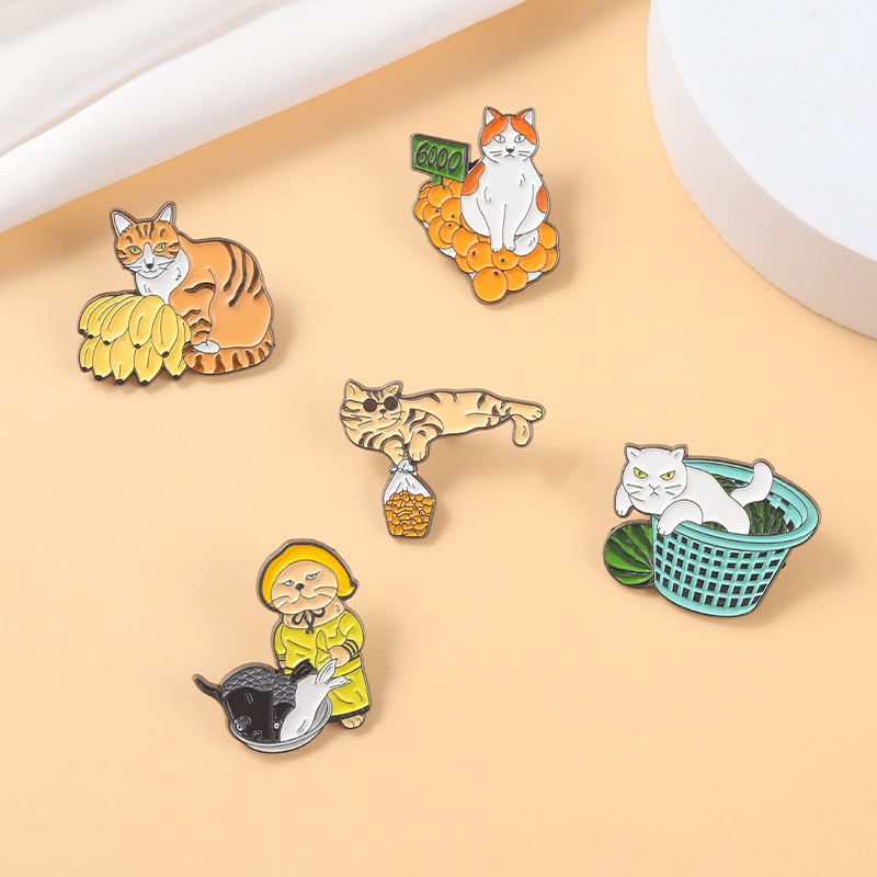 Funny Street Stall Cats Enamel - Street Fashion Vendors review and price