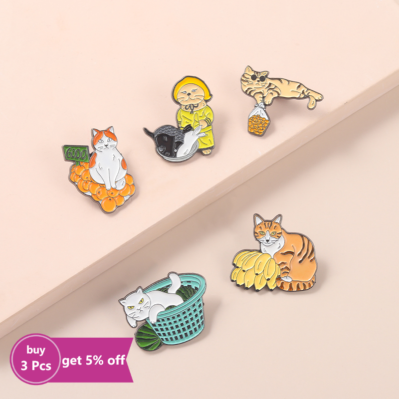 Funny Street Stall Cats Enamel - Street Fashion Vendors review and price