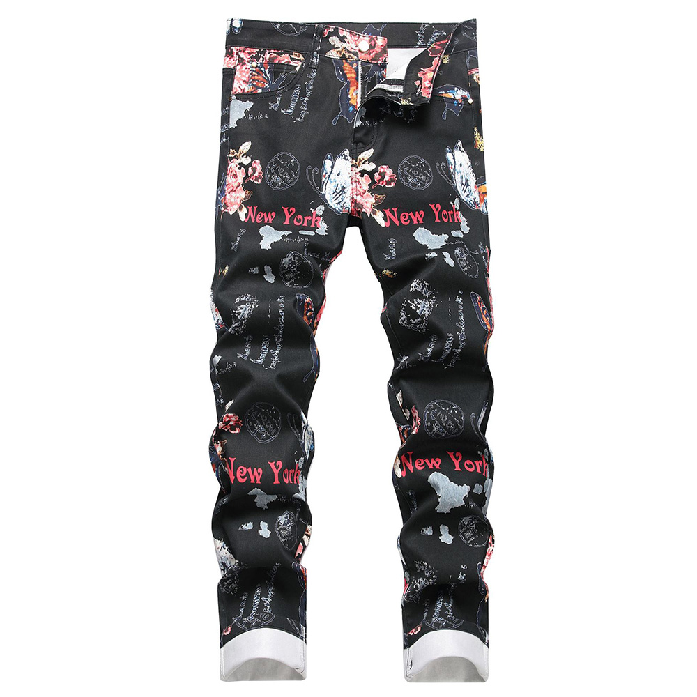 Men Digital Print Jeans Fashio - Street Fashion Of New York review and price