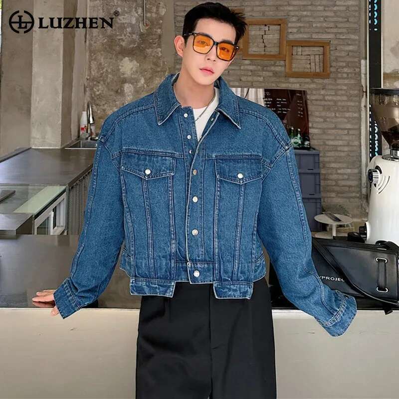 LUZHEN Personality Denim Short - Street Fashion Jacket Men review and price