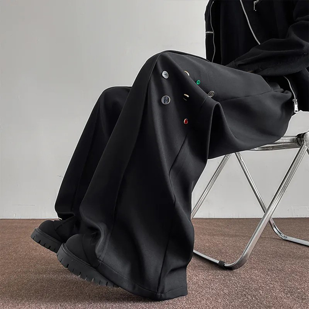 Mens Trousers Button Decoratio - Street Fashion Youth review and price