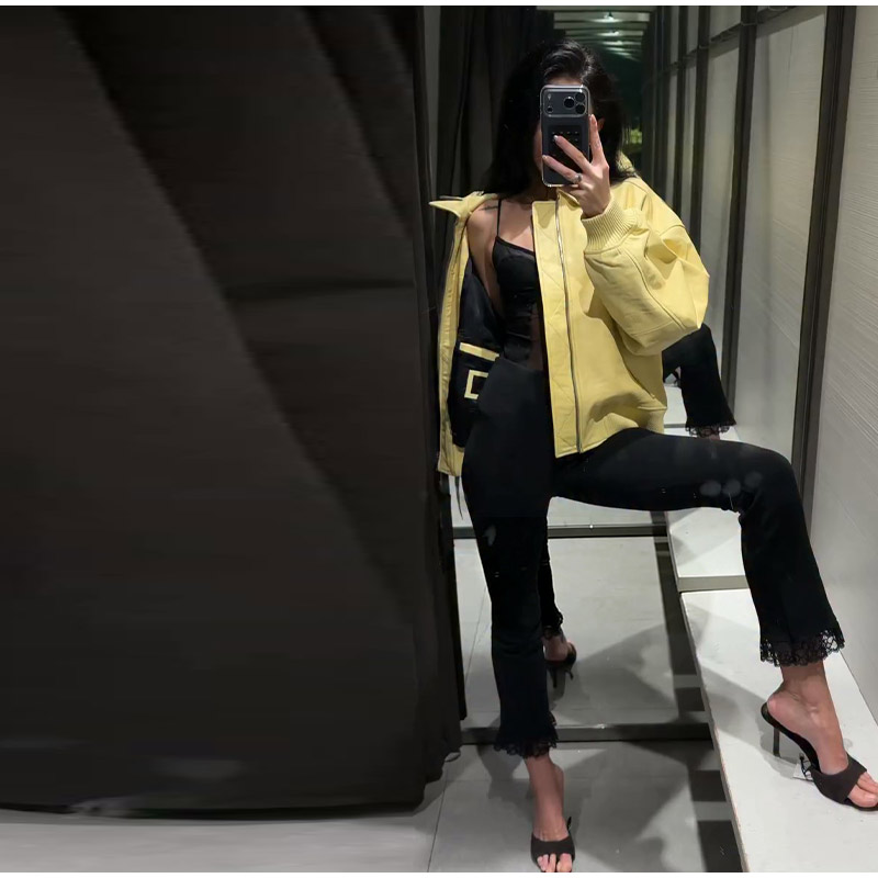 Yellow Pu Leather Women's Jack - Street Fashion Baggy review and price