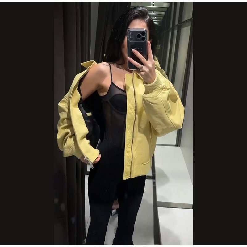 Yellow Pu Leather Women's Jack - Street Fashion Baggy review and price