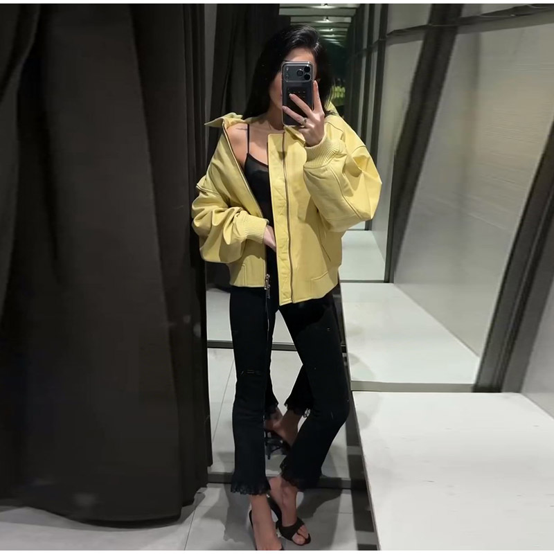 Yellow Pu Leather Women's Jack - Street Fashion Baggy review and price
