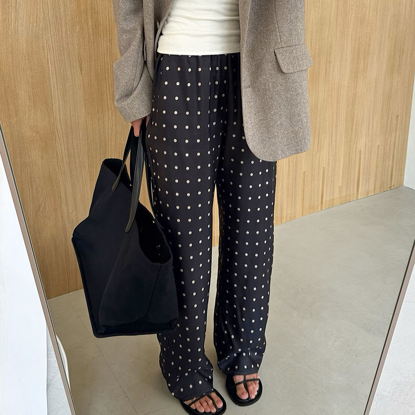 Casual Black Long Dot Pants Wo - Street Fashion Fall 2025 review and price