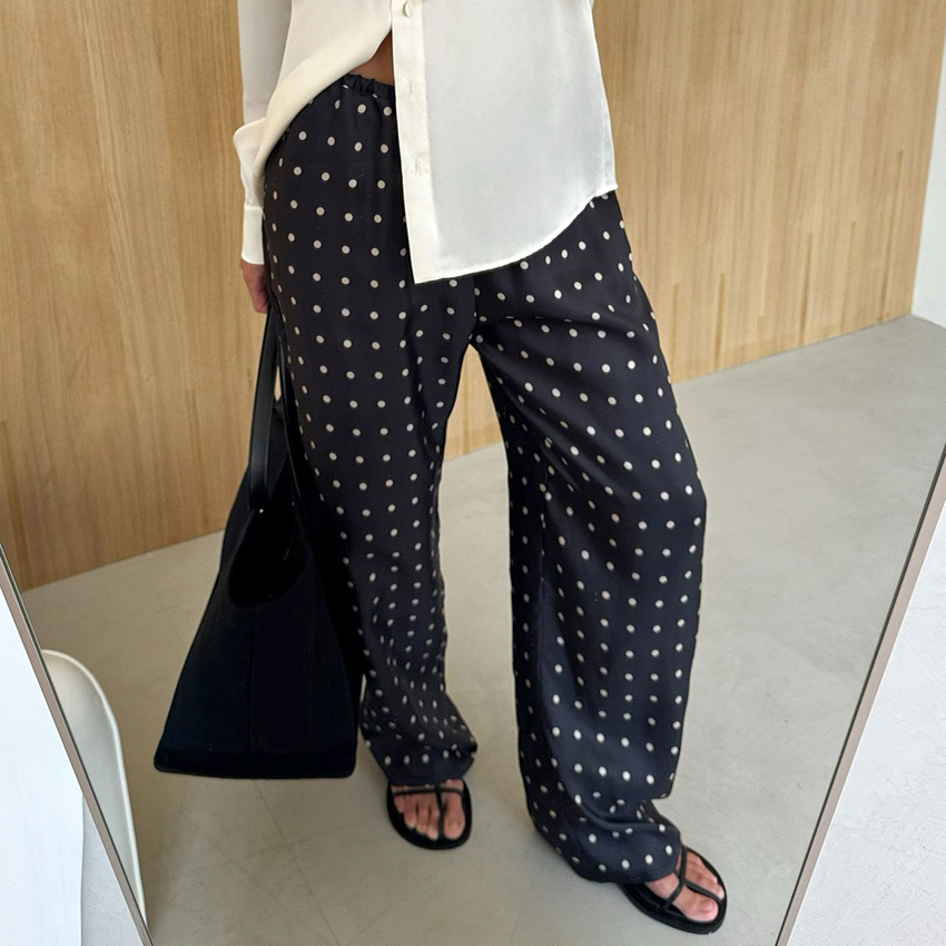 Casual Black Long Dot Pants Wo - Street Fashion Fall 2025 review and price